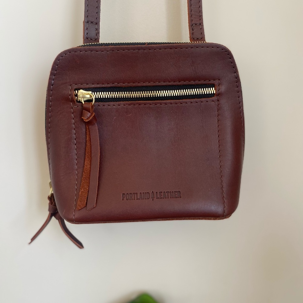 Portland Leather Mini Brown Bag with Crossbody Strap